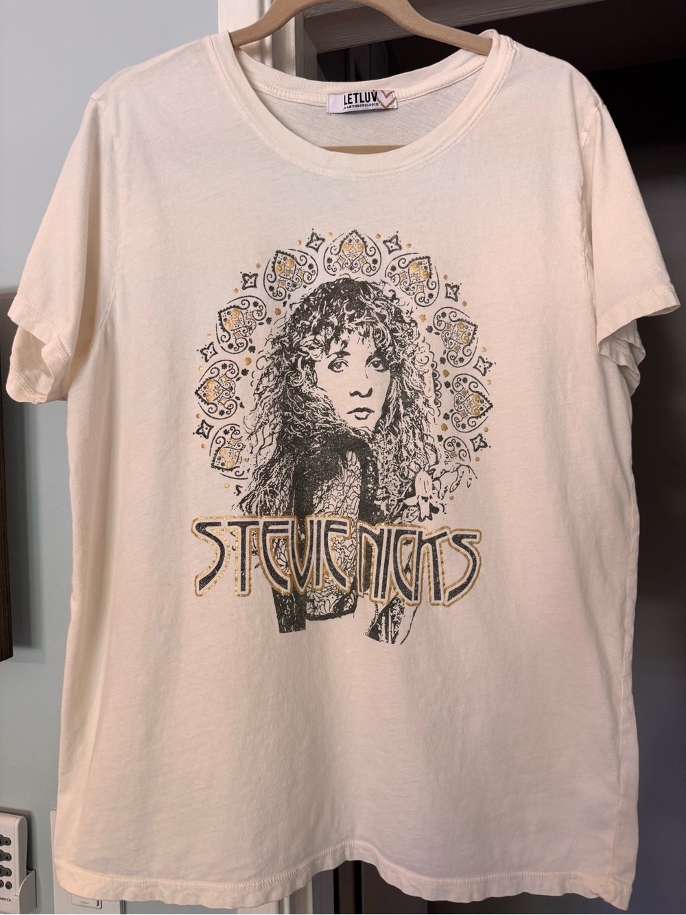 Anthropologie Cream Stevie Nicks Graphic Tee
